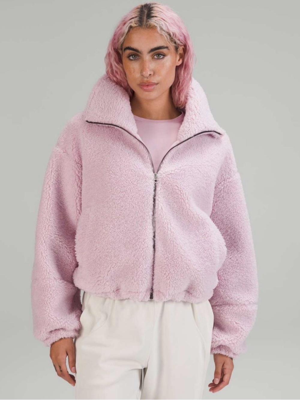 💕Lululemon Cinchable Fleece Zip-Up Pink Peony Size 12 W3FBIS EUC Teddy Jacket